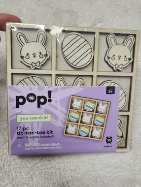 • New Pop! 17 Piece Tic-Tac-Toe Kit Easter With Paint & Brush